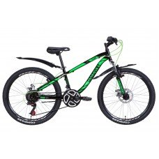 Велосипед 24" Discovery FLINT AM DD 2021 черно-зеленый с белым OPS-DIS-24-247