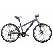 Велосипед 24" Leon JUNIOR AM 2021 антрацитовый с красным м OPS-LN-24-067