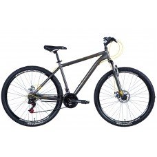 Велосипед 29" Discovery RIDER 2024 (темно-серебристый с желтым (м)) OPS-DIS-29-175