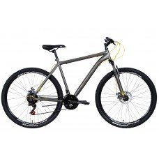 Велосипед ST 29" Discovery RIDER AM DD рама- 2022 (темно-серебристый с желтым (м)) OPS-DIS-29-145