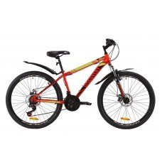 Велосипед 26" Discovery TREK DD 2020 красно-черный с салатовым OPS-DIS-26-278