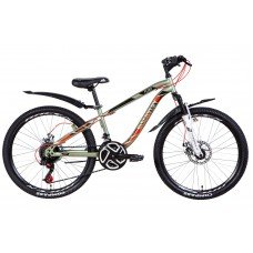 Велосипед 24" Discovery FLINT AM DD 2021 хаки с красным м OPS-DIS-24-243