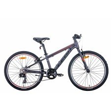 Велосипед 24" Leon JUNIOR 2021 антрацитовый с красным м OPS-LN-24-062