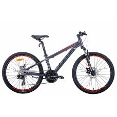 Велосипед 24" Leon JUNIOR AM DD 2021 антрацитовый с красным м OPS-LN-24-072