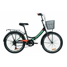 Велосипед 24" Formula SMART 7 с корзиной 2020 черно-оранжевый с бирюзовым м OPS-FR-24-221