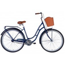 Велосипед ST 28" Dorozhnik OBSIDIAN тормозная рама- " фиолетовый с багажником задн St с корзиной Pl с крылом St 2024 (темно-синий) OPS-D-28-369