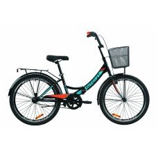 Велосипед 24" Formula SMART с корзиной 2020 черно-оранжевый с бирюзовым м OPS-FR-24-231
