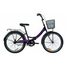 Велосипед 24" Formula SMART с корзиной 2020 черно-фиолетовый OPS-FR-24-229