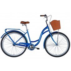 Велосипед ST 28" Dorozhnik AQUAMARINE тормозная рама- " с багажником задн St с корзиной Pl с крылом St 2024 (синий) OPS-D-28-401