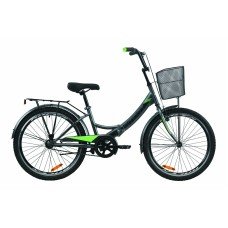 Велосипед 24" Formula SMART с корзиной 2020 серо-зелёный с черным м OPS-FR-24-228