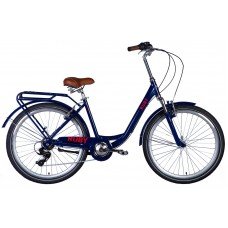 Велосипед AL 26" Dorozhnik RUBY AM Vbr рама- " с багажником задн St с крылом St 2024 (темно-синий) OPS-D-26-257