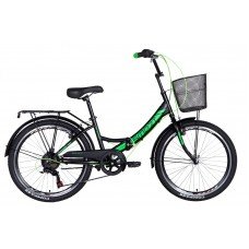 Велосипед 24" Formula SMART с корзиной, трещётка 2021 черно-зеленый м OPS-FR-24-239