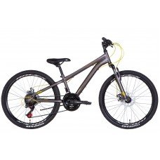 Велосипед 24" Discovery RIDER AM DD 2022 (темно-серебристый с желтым (м)) OPS-DIS-24-308