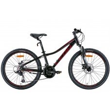 Велосипед 24" Leon JUNIOR AM DD 2022 (черный с красным (м)) OPS-LN-24-077