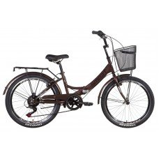 Велосипед ST 24" Formula SMART Vbr трещотка рама- " с багажником зад St, с крылом St, с корзиной St 2022 (коричневый) OPS-FR-24-378