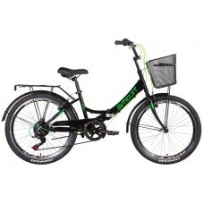 Велосипед ST 24" Formula SMART Vbr трещотка с багажником зад St, с крылом St, с корзиной St 2022 хаки OPS-FR-24-379