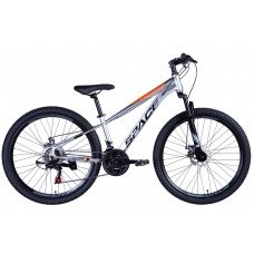 Велосипед ST 26'' SPACE-034 DD трещотка рама- черно-зеленый 2024 (серо-оранжевый) OPS-SP-26-006