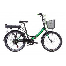 Электровелосипед 24" Formula SMART рама-15" 500Вт 48В редуктор. дисплей, САП, 12.5Ач с крепл. к багажн., черно-зеленый (м) 2021 ELB-FR-24-007