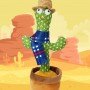 Интерактивный плюшевый танцующий кактус повторюшка Dancing Light Cactus с подсветкой, поющий песни
