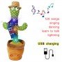 Интерактивный плюшевый танцующий кактус повторюшка Dancing Light Cactus с подсветкой, поющий песни