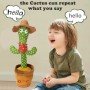 Интерактивный плюшевый танцующий кактус повторюшка Dancing Cactus DC2 с подсветкой, поющий