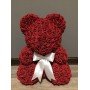 Мишка из 3D роз высотой 25см Бордовый