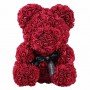 Мишка из 3D роз высотой 25см Бордовый