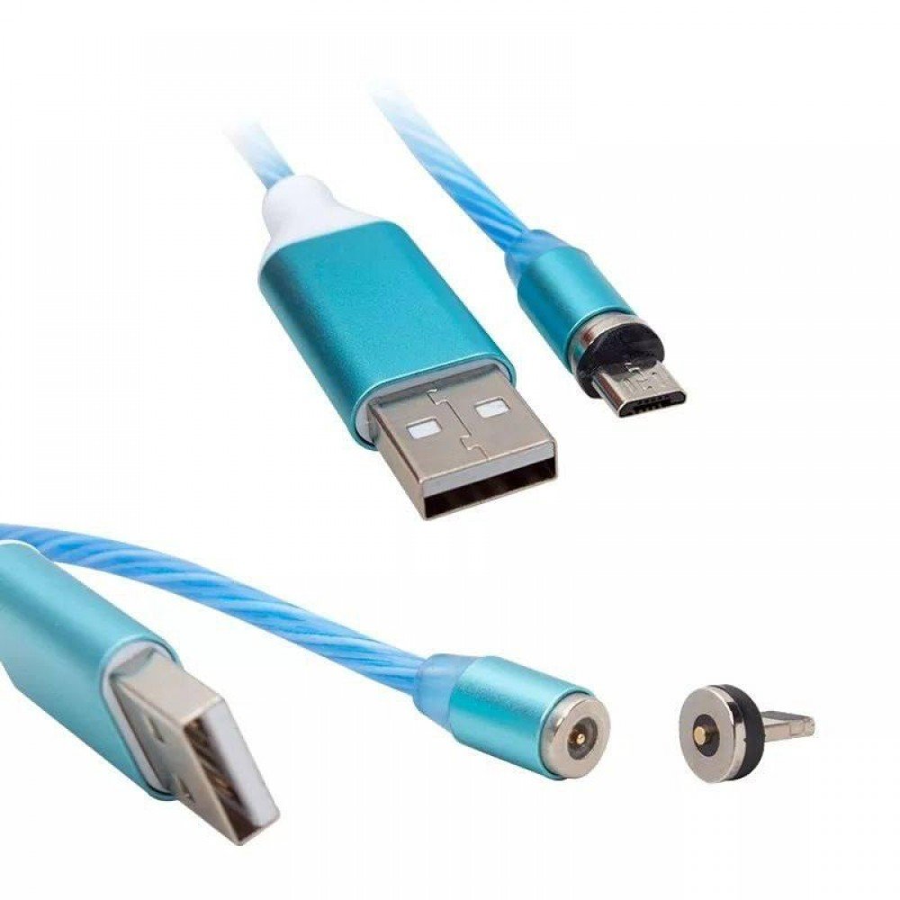 Новинка Магнитный светящийся кабель для зарядки 3 в 1 X-cable 360 (Iphone, microUSB, Type-C) 3А синий кабель Новинка Магнитный светящийся кабель для зарядки 3 в 1 X-cable 360 (Iphone, microUSB, Type-C) 3А синий кабель