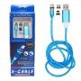 Новинка Магнитный светящийся кабель для зарядки 3 в 1 X-cable 360 (Iphone, microUSB, Type-C) 3А синий кабель Новинка Магнитный светящийся кабель для зарядки 3 в 1 X-cable 360 (Iphone, microUSB, Type-C) 3А синий кабель