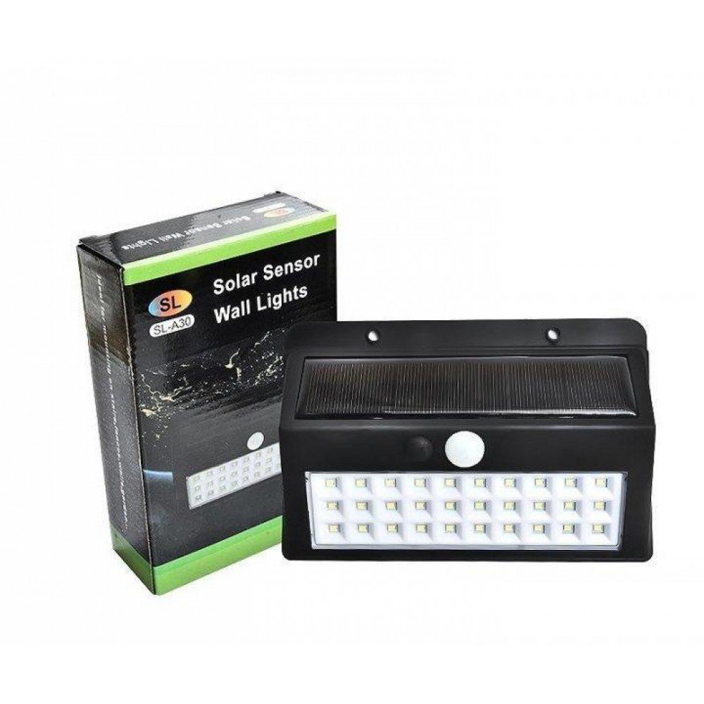 Светильник сенсорный Solar SL-A30 30 LED на солнечной батарее Черный Светильник сенсорный Solar SL-A30 30 LED на солнечной батарее Черный