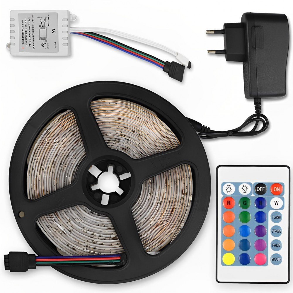 Светодиодная RGB лента 5м 2835 RGB с контроллером и блоком питания Светодиодная RGB лента 5м 2835 RGB с контроллером и блоком питания