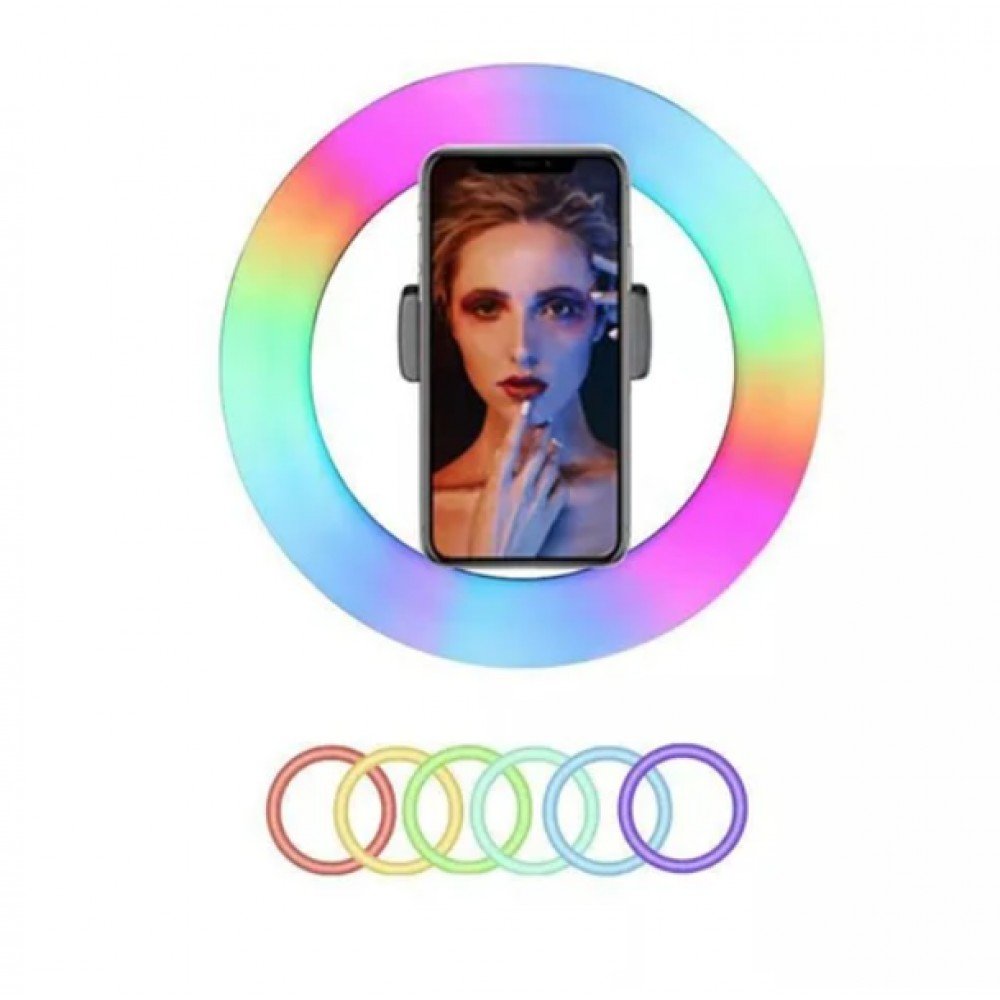 Селфи-кольцо 26 см RGB с мульти регулировкой света, управлением от USB и креплением под штатив и телефон Селфи-кольцо 26 см RGB с мульти регулировкой света, управлением от USB и креплением под штатив и телефон