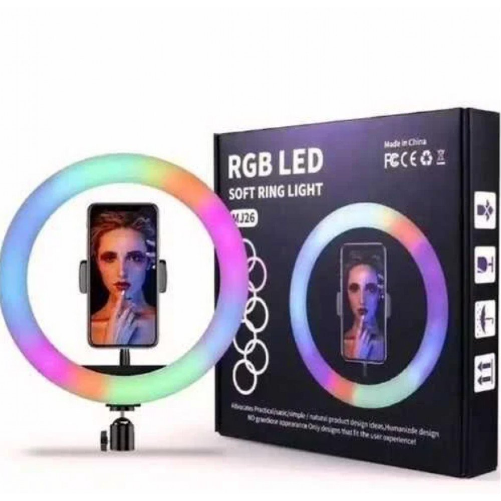 Селфи-кольцо 26 см RGB с мульти регулировкой света, управлением от USB и креплением под штатив и телефон Селфи-кольцо 26 см RGB с мульти регулировкой света, управлением от USB и креплением под штатив и телефон