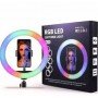 Селфи-кольцо 26 см RGB с мульти регулировкой света, управлением от USB и креплением под штатив и телефон Селфи-кольцо 26 см RGB с мульти регулировкой света, управлением от USB и креплением под штатив и телефон