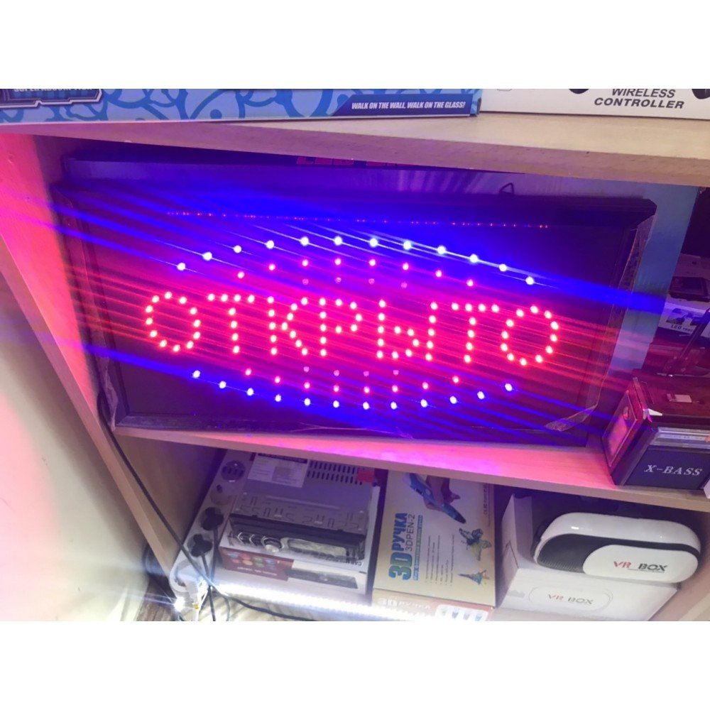 Светодиодная вывеска "ОТКРЫТО" 48 х 25 см., вывеска светодиодная led, светодиодная табличка Светодиодная вывеска "ОТКРЫТО" 48 х 25 см., вывеска светодиодная led, светодиодная табличка