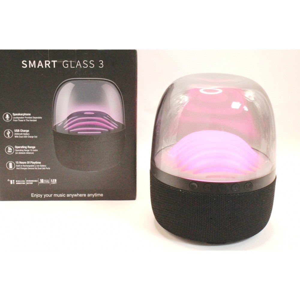 Портативная Bluetooth колонка Smart Glass 3 с LED подсветкой Портативная Bluetooth колонка Smart Glass 3 с LED подсветкой