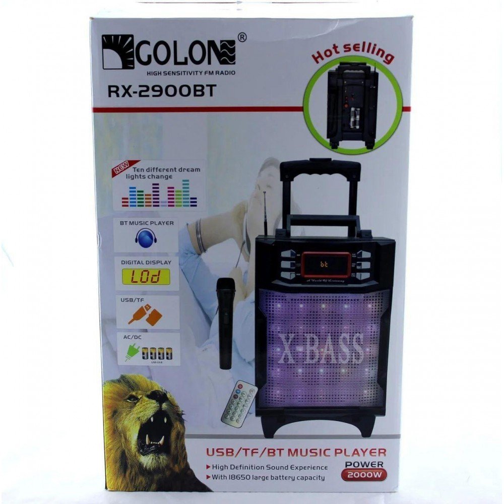 Портативная колонка - радиоприемник GOLON RX-2900 с беспроводным микрофоном Портативная колонка - радиоприемник GOLON RX-2900 с беспроводным микрофоном