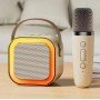 Караоке Светодиодный беспроводной на 2 Микрофона, аудио микрофон детское караоке SPEAKER K12
