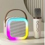 Караоке Светодиодный беспроводной на 2 Микрофона, аудио микрофон детское караоке SPEAKER K12