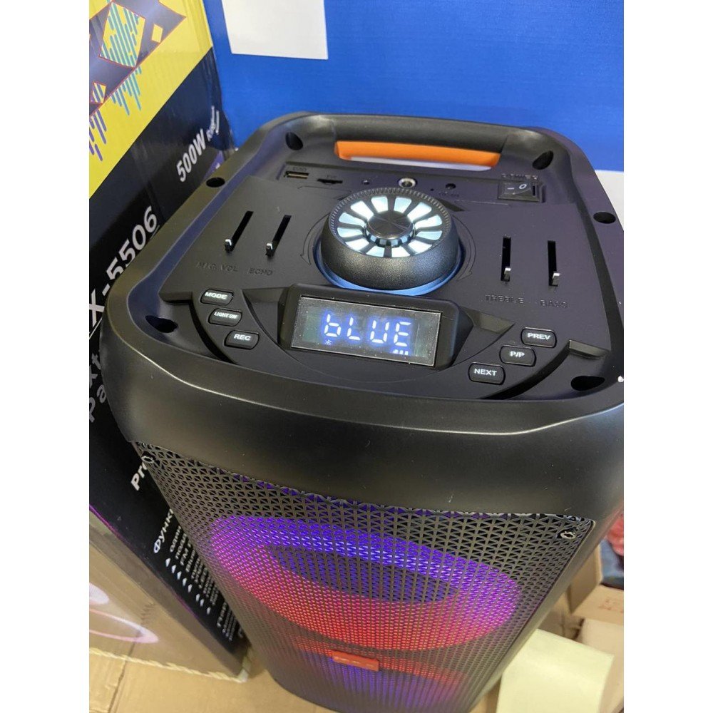 Портативная беспроводная акустическая колонка с Bluetooth ZXX 5506 c микрофоном 30Вт 6" USB/SD/FM/BT/MIC/ДУ Портативная беспроводная акустическая колонка с Bluetooth ZXX 5506 c микрофоном 30Вт 6" USB/SD/FM/BT/MIC/ДУ