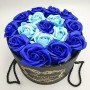 Подарочный синий набор мыла из роз в шляпной коробке оригинальный подарок женщине девушке
