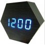 Настольные часы VST-876-5 с синей подсветкой в виде деревянного бруска