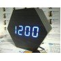 Настольные часы VST-876-5 с синей подсветкой в виде деревянного бруска