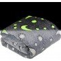 Светящийся в темноте плед одеяло BLANKET Серый цвет 120х165 см плюшевое покрывало со звездами день/ночь