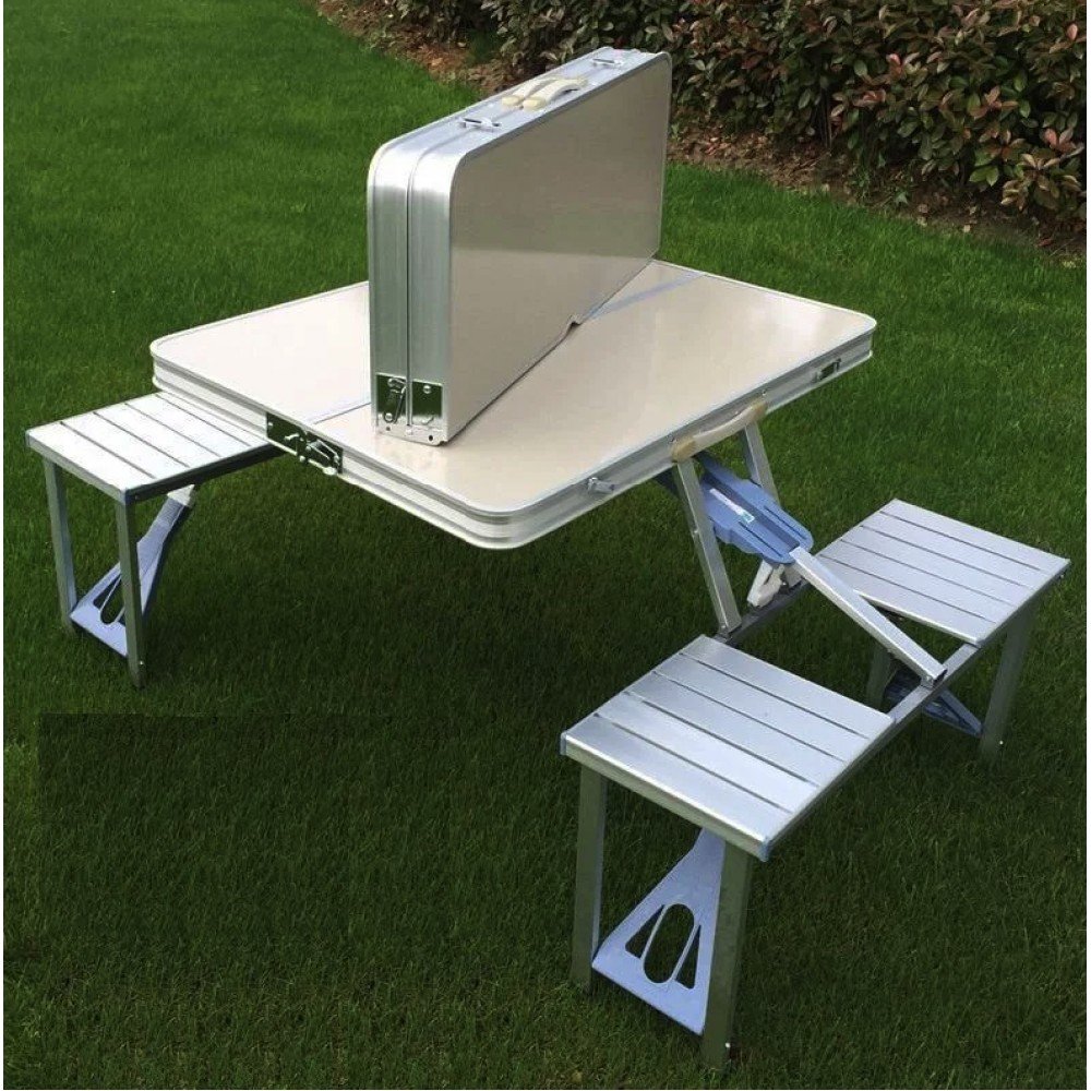 Стол раскладной для пикника, рыбалки с 4 стула, Folding Table стол трансформер, чемодан алюминиевый Стол раскладной для пикника, рыбалки с 4 стула, Folding Table стол трансформер, чемодан алюминиевый
