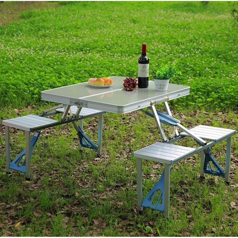 Стол раскладной для пикника, рыбалки с 4 стула, Folding Table стол трансформер, чемодан алюминиевый Стол раскладной для пикника, рыбалки с 4 стула, Folding Table стол трансформер, чемодан алюминиевый