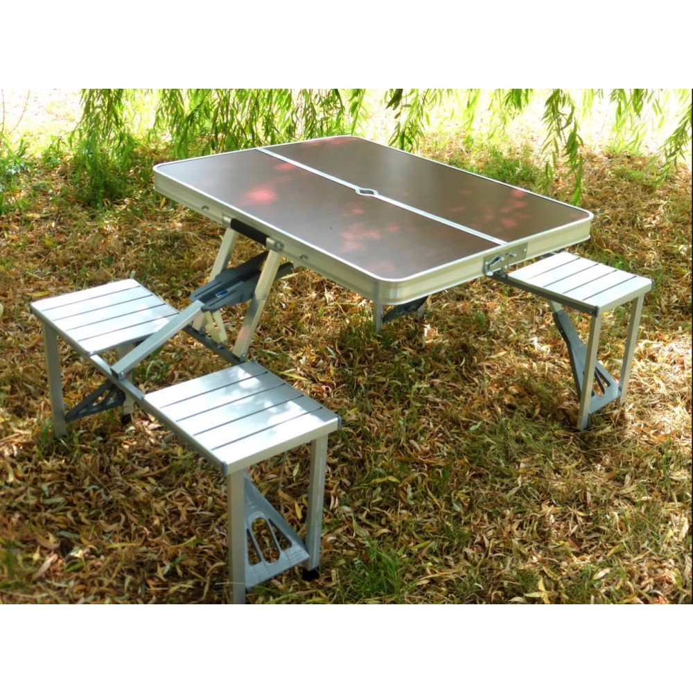 Стол раскладной для пикника, рыбалки с 4 стула, Folding Table стол трансформер, чемодан алюминиевый Стол раскладной для пикника, рыбалки с 4 стула, Folding Table стол трансформер, чемодан алюминиевый