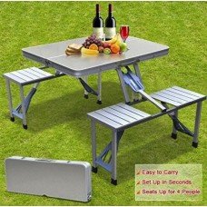 Стол раскладной для пикника, рыбалки с 4 стула, Folding Table стол трансформер, чемодан алюминиевый