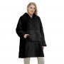 Толстовка плед с рукавами и капюшоном Huggle Hoodie оверсайз, теплый худи с большим карманом для рук Черный
