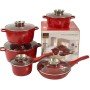 Набор посуды с гранитным, антипригарным покрытием на 14 предметов Higer Kitchen НК-305 Красный